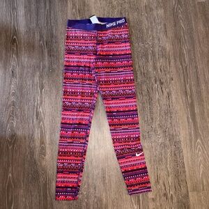 Nike Pro Patterned Leggings - Pink and Purple